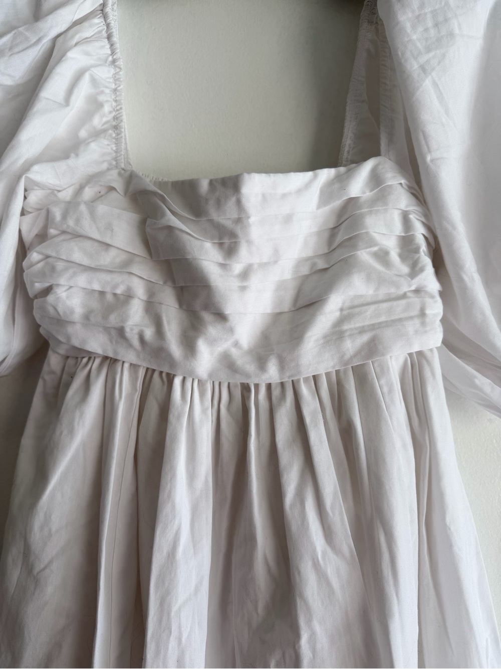 Abercrombie & Fitch White Emerson Pleated Puff Sleeve Mini Dress S 8466 - Picture 7 of 11